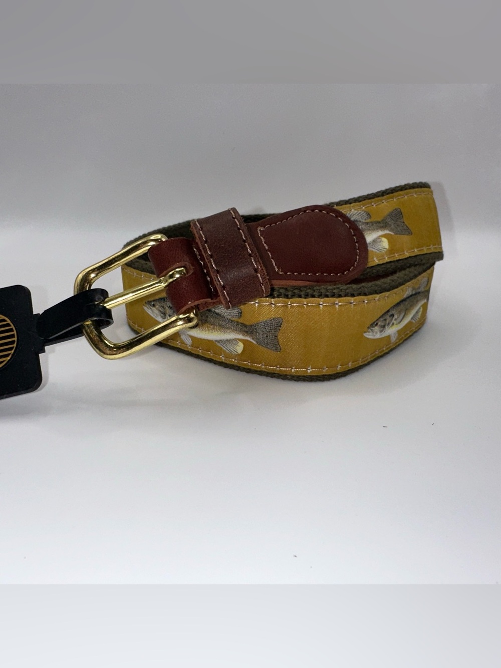 Preston Leather Bass Fishing Size 22 Belt Solid Brass Buckle Kids Made in USA